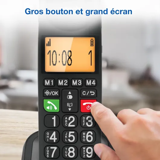 CL6550 téléphone Filaire + téléphone DECT sans Fil,à Grosses Touches,bloqueur d'appels,combiné et Base avec Haut-Parleur,Gros Boutons et Grand écran,Touches de Composition avec Photo