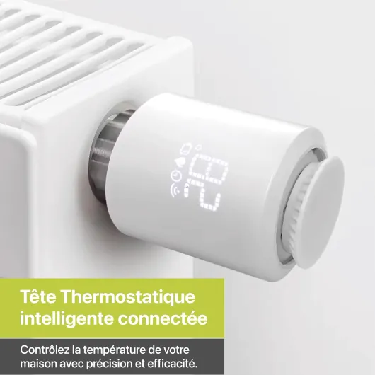 Tête Thermostatique Intelligente Connectée REKA - Contrôle Température Via Appli Tuya, Programmation, Détection Fenêtres Ouvertes - Compatible Assistants Vocaux (7, avec Passerelle) Avec Passerelle 7