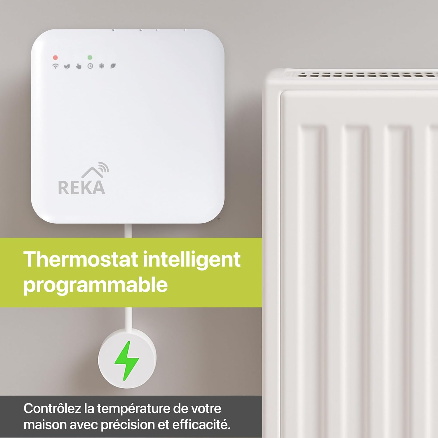Thermostat pour radiateur Electrique Intelligente Connectée REKA - Contrôle Température Via Appli Tuya, Programmation, Détection Fenêtres Ouvertes - Compatible Assistants Vocaux (4, avec Passerelle) Avec Passerelle 4