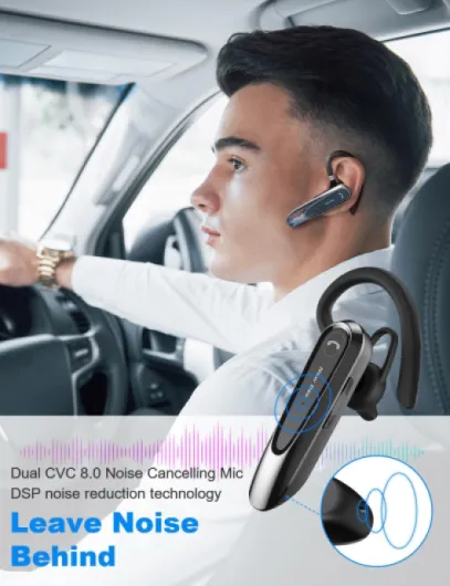 Oreillette Bluetooth sans Fil avec Dual Mic V5.0 Main Libre Bluetooth Oreillette avec 20H de Temps de Conversation Mic Mute Connexion de Deux Appareils pour iPhone, Android et PC 2 pcs 2pcs
