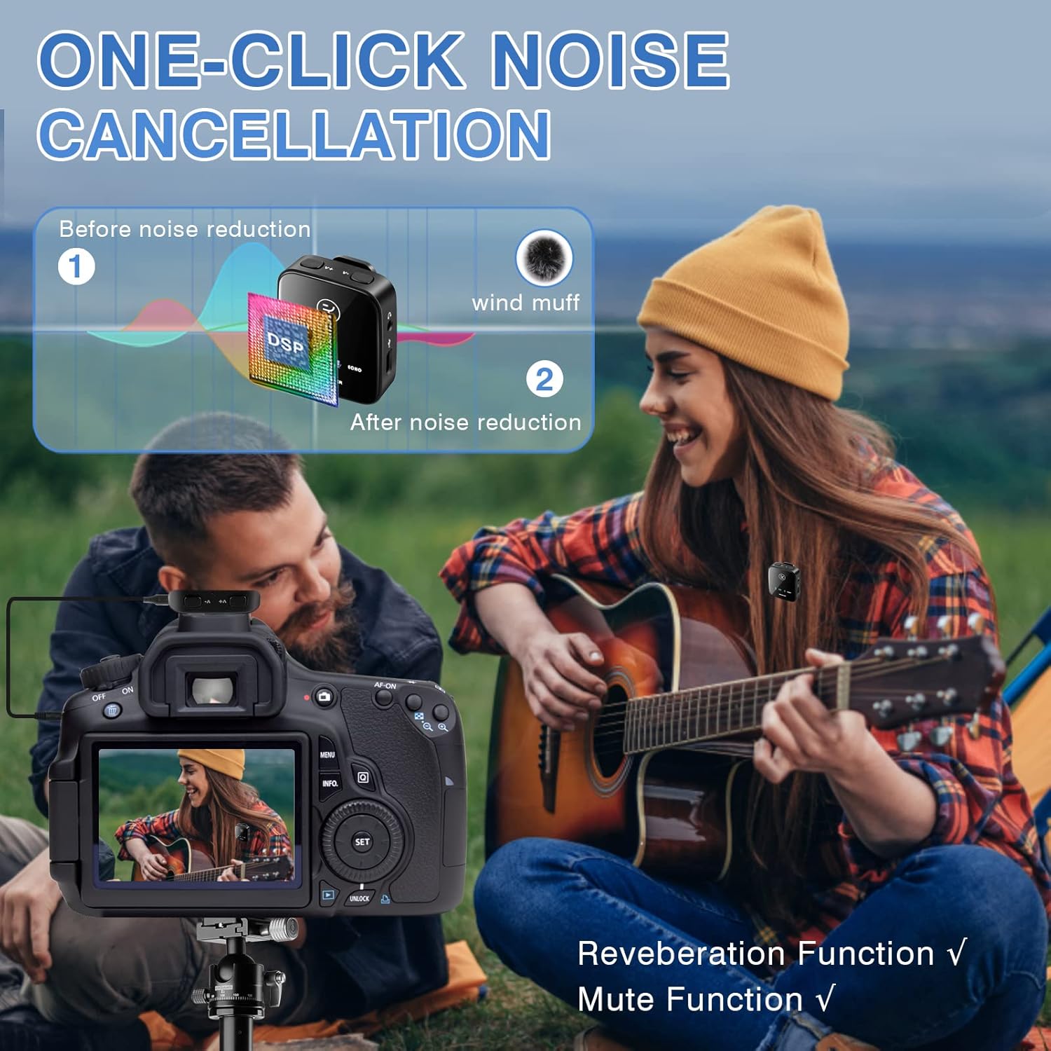 Microphone Lavalier sans Fil avec Double Récepteur Et Boîte De Rangement pour iphone/ipad/Appareil Photo Fil 2,4 Ghz avec Transmission Stable De 50,3 M pour Enregistrement en Direct/Vlog 2 Transmitters