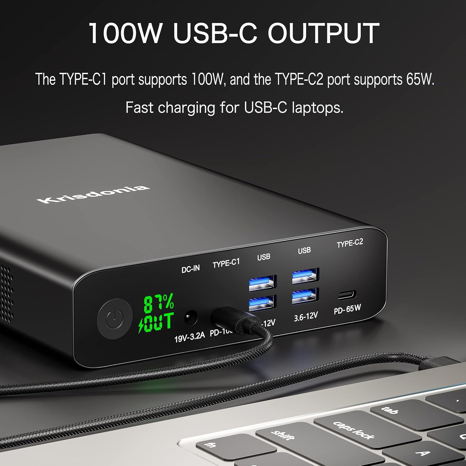 Batterie Externe Charge Rapide USB C 100W, Power Bank 64000mAh, 2 Ports USB-C PD3.0, 4 Ports USB-A QC3.0 Batterie Portable Compatible avec Macbook, iPhone, Samsung Galaxy, iPad et Plus Noir