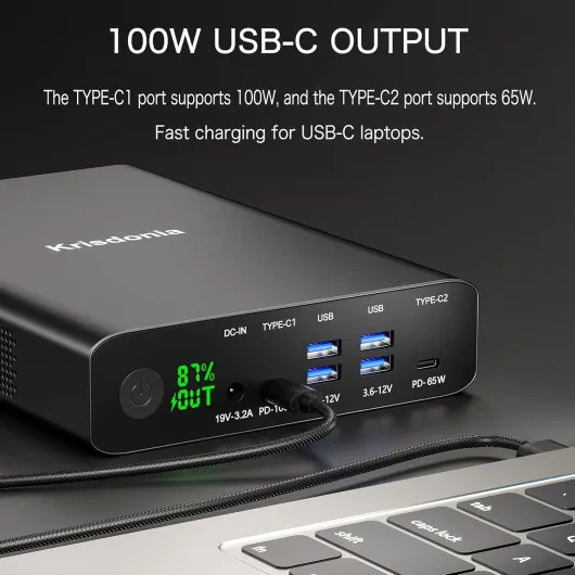 Batterie Externe Charge Rapide USB C 100W, Power Bank 64000mAh, 2 Ports USB-C PD3.0, 4 Ports USB-A QC3.0 Batterie Portable Compatible avec Macbook, iPhone, Samsung Galaxy, iPad et Plus Noir