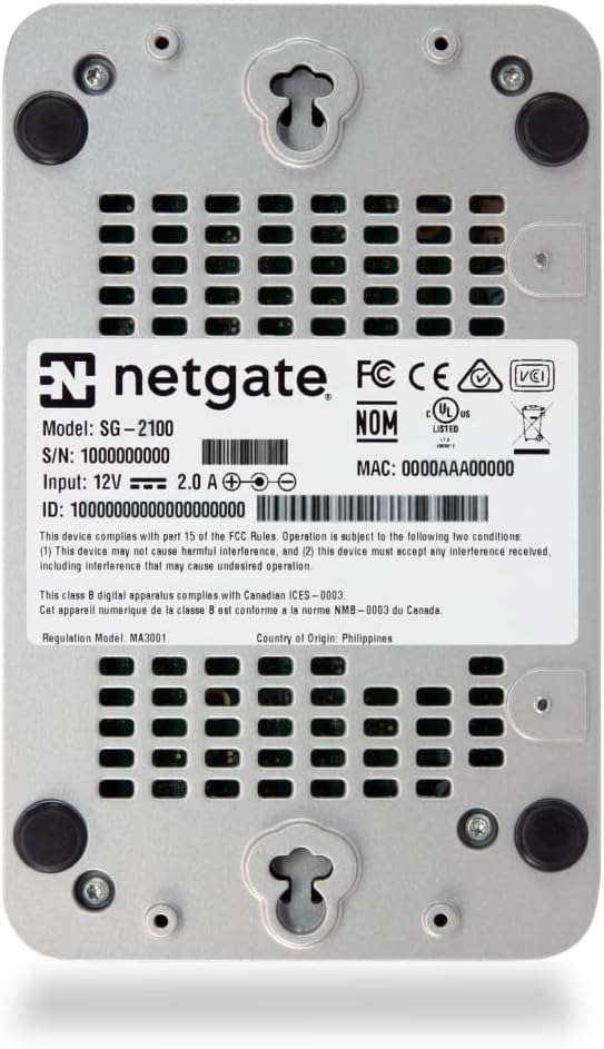 Firewall et routeur VPN PfSense+ Netgate 2100 Base - Processeur Double cœur Arm Cortex-A53, 4 Go de RAM DDR4, 8 Go de Stockage eMMC, 5 Ports Flexibles, Alimentation EU