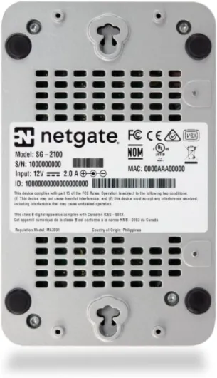 Firewall et routeur VPN PfSense+ Netgate 2100 Base - Processeur Double cœur Arm Cortex-A53, 4 Go de RAM DDR4, 8 Go de Stockage eMMC, 5 Ports Flexibles, Alimentation EU