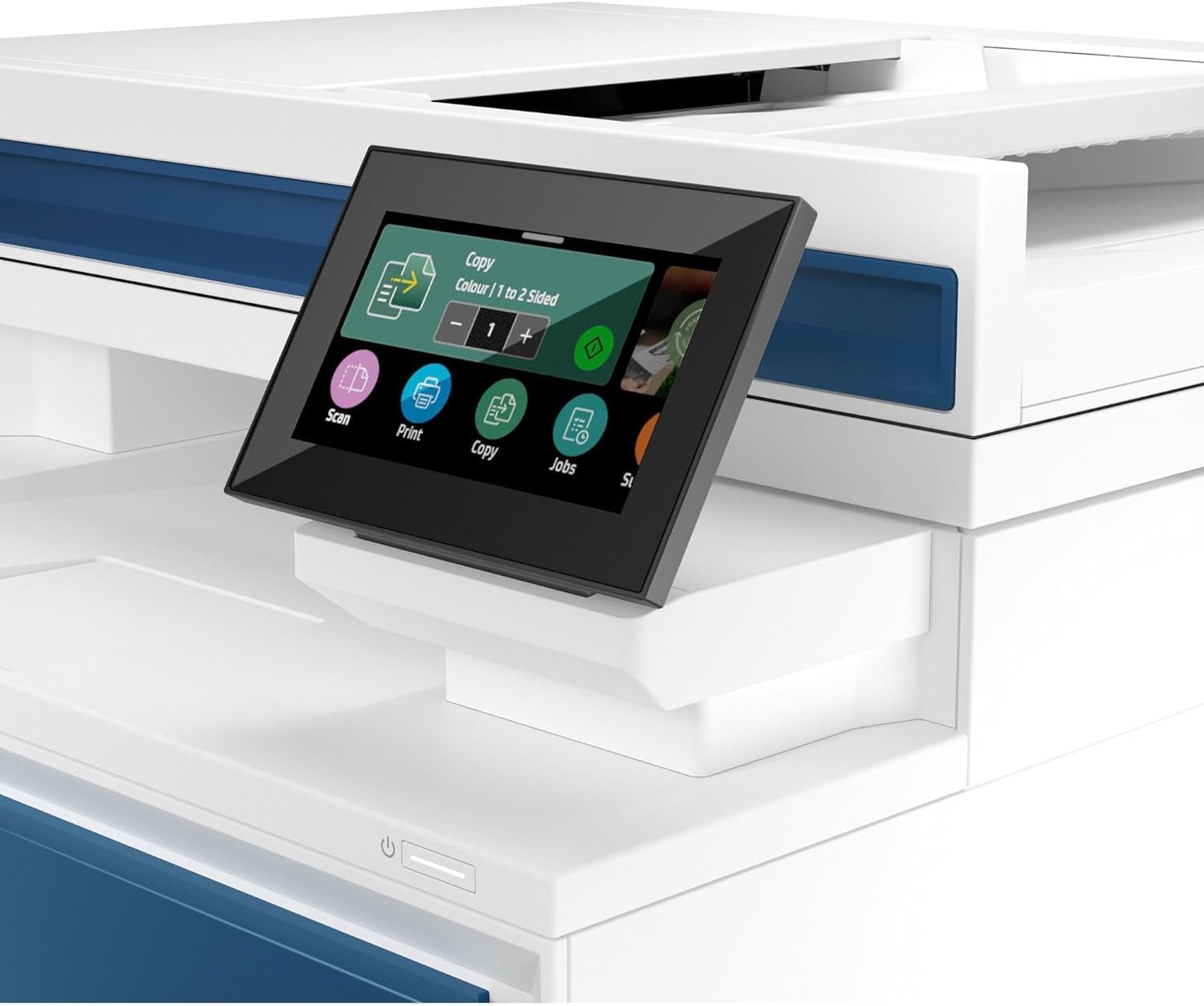 Color LaserJet Pro 4302fdw, 5HH64F, Imprimante Multifonction A4, Impression, numérisation et Copie Recto/Verso, 33 ppm, N/B et Couleur, USB, Wi-FI, Ethernet, Fax, Écran Tactile, Bleue et Blanche