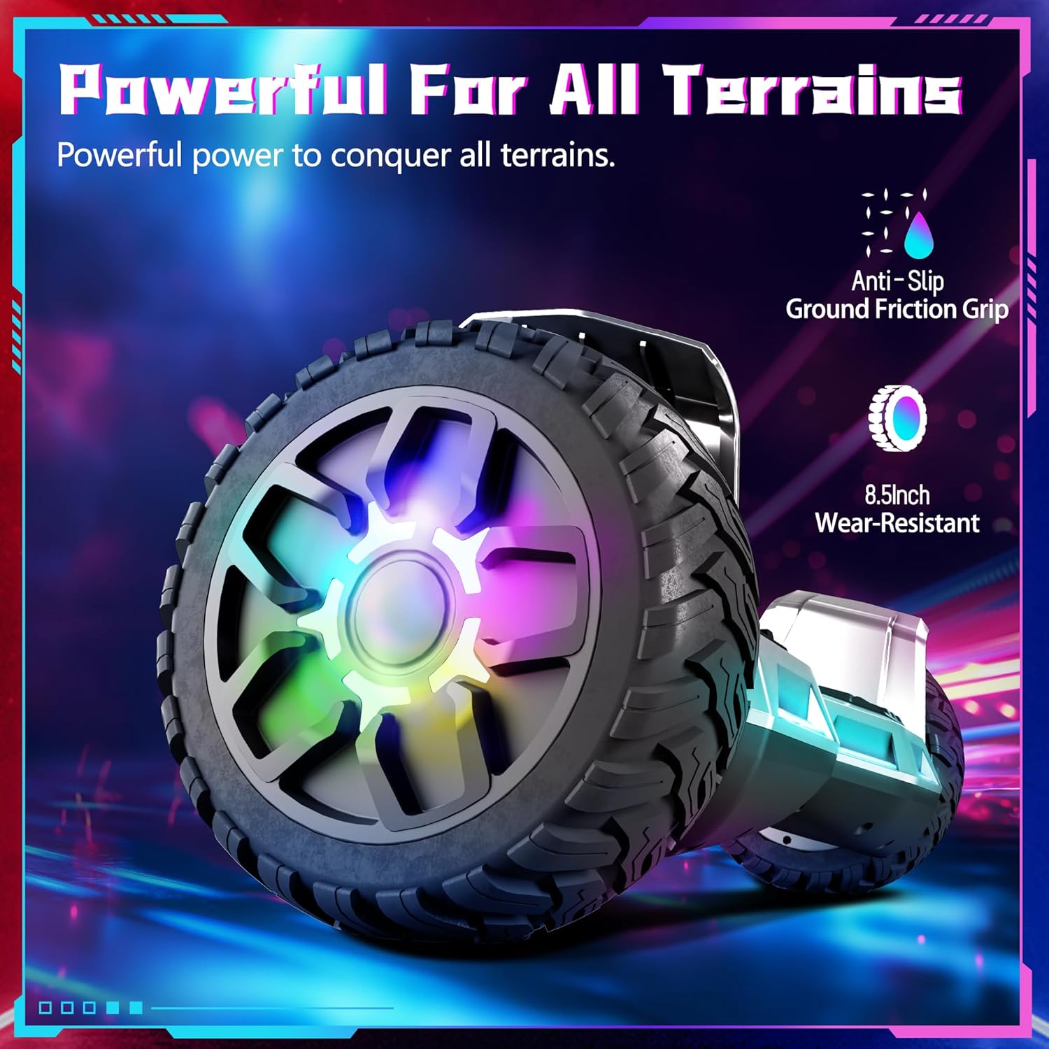 8.5 Pouces Hoverboard tout terrain avec lumières LED, Hoverboard tout terrain auto-équilibrant avec Bluetooth pour enfants