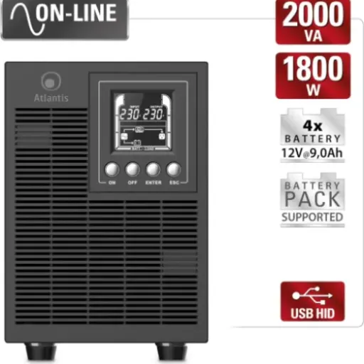 Test Atlantis A03-OP2002P Pro : un onduleur online costaud pour PC, NAS et chaudière, sans fioritures