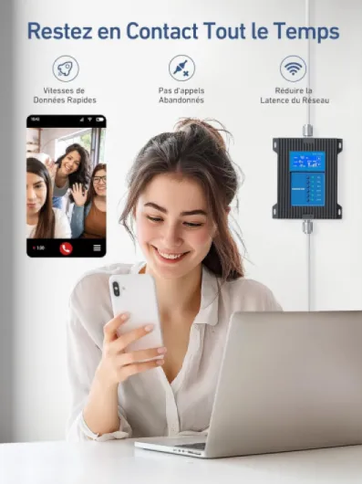 Amplificateur Reseau Mobile 5G 4G 3G LTE GSM de Signal Cellulaire de Téléphone Mobile pour Bande 28/20/8/3/1/7 Convient à Plusieurs Pièces Données Améliorées pour Tous Les Opérateurs N70OB-PL