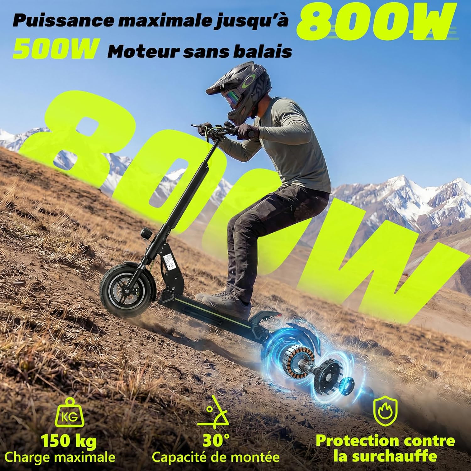 TODIMART Trottinette Électrique Adulte Puissante Autonomie 50-90KM Batterie 48V 13Ah/20,8Ah Moteur 500W/1000W/1000W*2 Trotinette Electrique Adulte Tout Terrain Ultra Legere Double Suspension Noir-D5