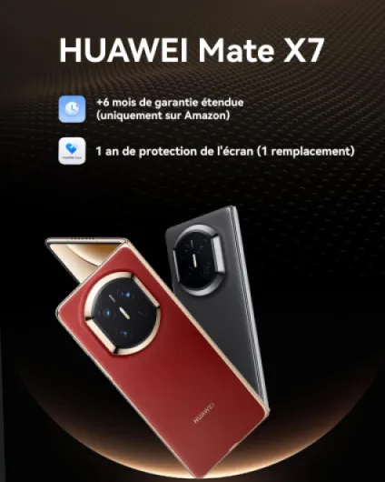 Mate X7 Smartphone Pliable 16+512G, 8" 120 Hz Écran Pliable, Capteur True-to-Colour, Verre Kunlun Crystal Armour, 5300 mAh capacité de la Batterie, Garantie supplémentaire de 6 Mois, Noir Noir Seule