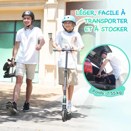 RCB TECH Trottinette Electrique Enfants (8-12-16 Ans) - Trottinette électrique Pliable pour Enfants - Autonomie Max 16 KM - Max 20 KM/H - Cadeau pour Enfant & Adolescents noir-bleu