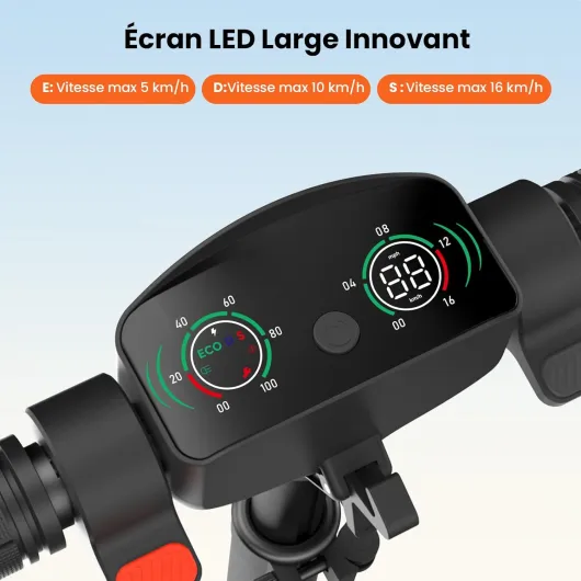 Trottinette Électrique Enfant K6,6-12 Ans,Pneus Pleins 6.5",3 Vitesses 5/10/16 km/h,Double Suspension Avant/Arrière,3 Modes LED,Bluetooth, Autonomie 9 km,Pliable Réglable,Charge Max 70 kg Noir