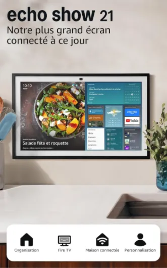 Amazon Echo Show 21 (Nouvelle génération) - Superbe écran connecté 21" avec Fire TV intégré, son puissant imposant et streaming HD immersif, avec accès anticipé à Alexa+ 21 pouces Appareil seulement