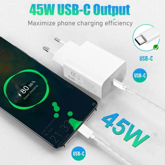 45W Chargeur Rapide,2-Pack Chargeur Prise avec Cable pour Samsung Galaxy S24 Ultra/S25 Plus/S26 Ultra/S23 S22/S21 S20 FE,A57 A37 A27 A56 A54 A55 5G/A36 A25 5G A26 A54 A53 A35 A25 Z Fold USB C Secteur
