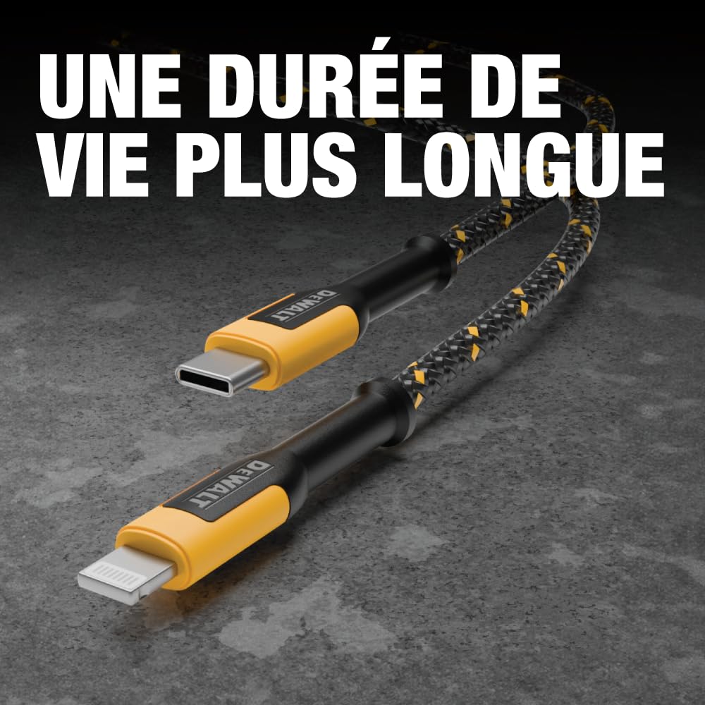 Câble USB-C vers Lightning robuste [certifié Apple MFi] Chargeur durable, câbles Lightning, cordon de charge rapide compatible avec iPhone 14/13/12/11 Pro Max iPad AirPods 6 pieds