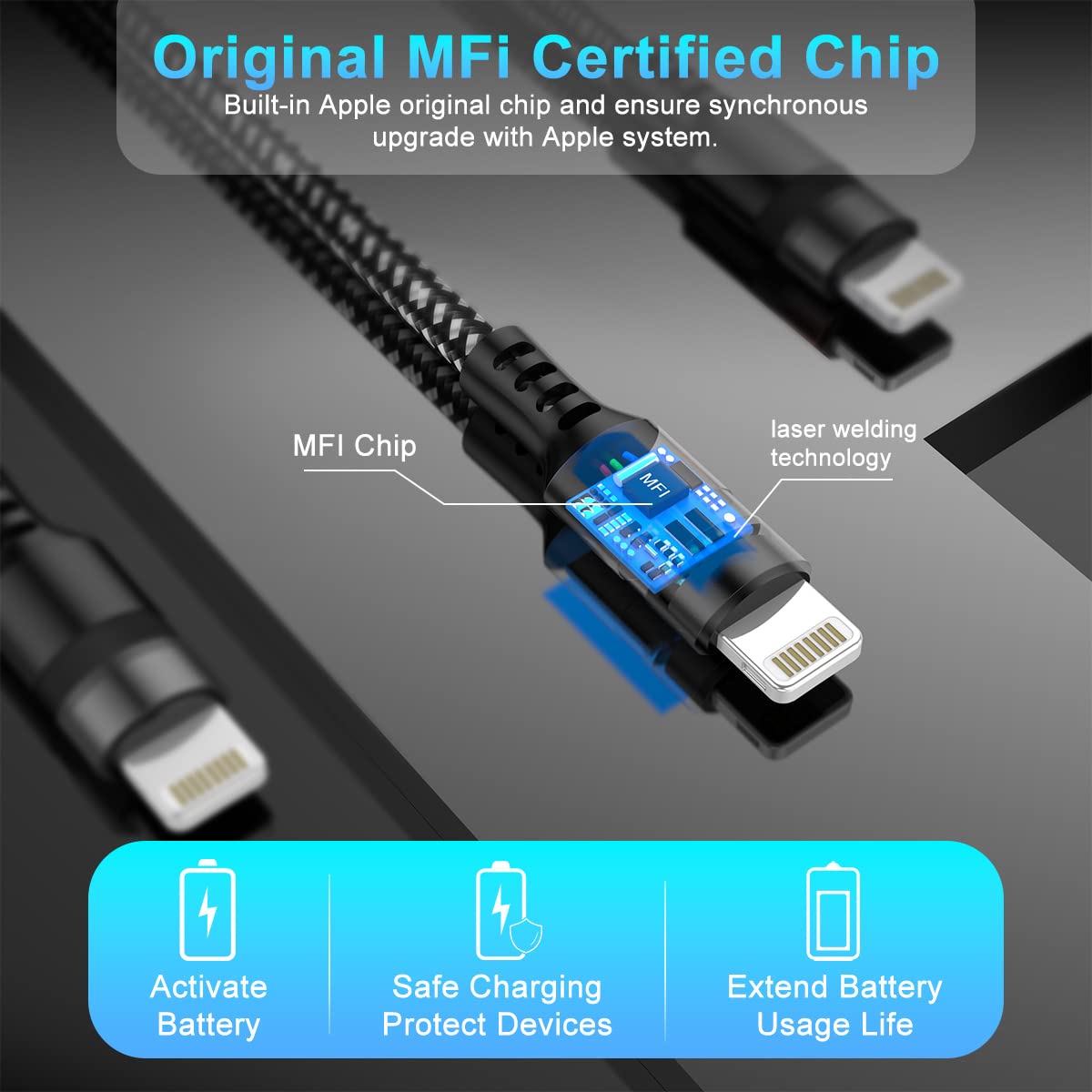 Câble Chargeur iPhone 5 m Certifiés MFi Apple, Cordon de Câble Apple Lightning vers USB 5 Mètres pour Apple iPhone 14/14Pro/13/12/11/ X/XS/XR/XS Max/8/7/6/ 5S/Pad Câble De Charge iPhone 5 m