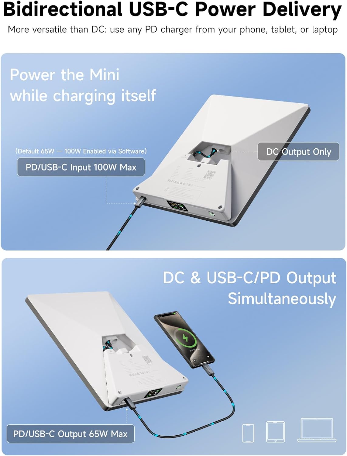 LinkPower 1 banque d'alimentation compatible avec Starlink Mini, chargeur portable 27500 mAh 99 Wh avec Power Delivery bidirectionnel USB-C, écran LCD, application intelligente, câble CC, pack