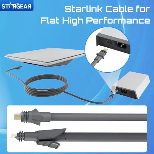 Câble plat Starlink de 10 m haute performance, 22 AWG, accessoires Starlink de rechange, cordon d'alimentation FHP étanche avec embouts
