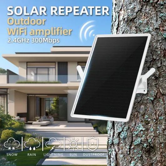 Repeteur WiFi Solaire Batterie Exterieur sans Fil, Puissant Amplificateur WiFi Couvre100-mètres, Outdoor répéteur WiFi Extender 2.4Ghz 300Mbps, Idéal pour Les Grands Espaces éloignés (16in)