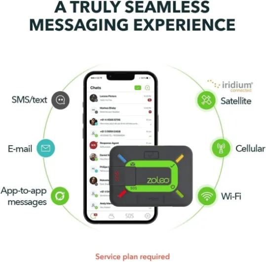 ZOLEO Communicateur satellite bidirectionnel avec kit de support - SMS, SMS et e-mail, alerte SOS d'urgence, enregistrement et localisation GPS - Accessoire pour smartphone Android iOS