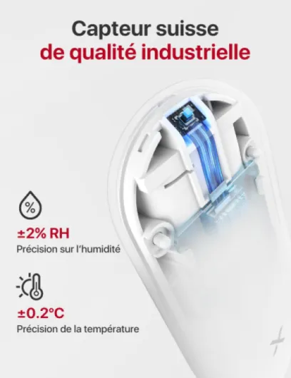 X-Sense Thermomètre Interieur Connecté, WiFi Hygromètre Haute Précision avec Suivi Température et Humidité, Alertes App, Exportation Données, Portée 500m Compatible Alexa, STH55 4 capteurs & 1 station de base