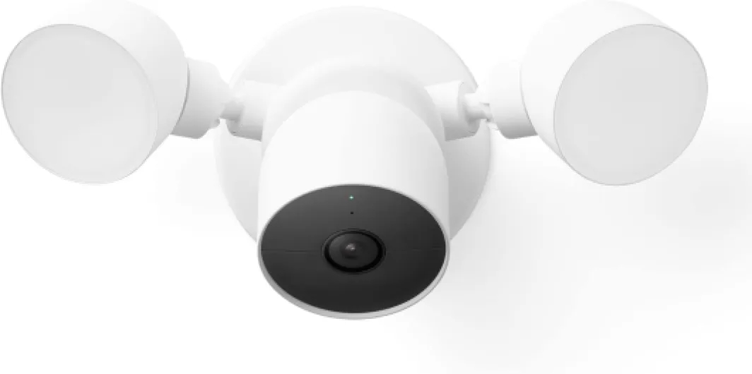Nest Cam avec projecteur (Extérieur - Filaire) – Caméra de sécurité connectée - Caméra de sécurité avec projecteur 1080p, Snow Caméra Nest avec projecteur Unique