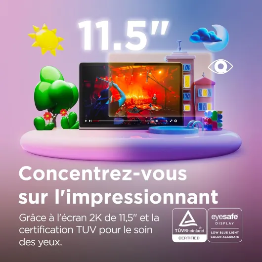 Tab Plus - Tablette Tactile 11.5 2K Full HD Dolby Atmos JBL(Mediatek G99, 8Go de RAM, 128Go eMMC, Android 14, WiFi+Bluetooth) - Luna Grey 11.5" MediaTek G99 8Go/128Go