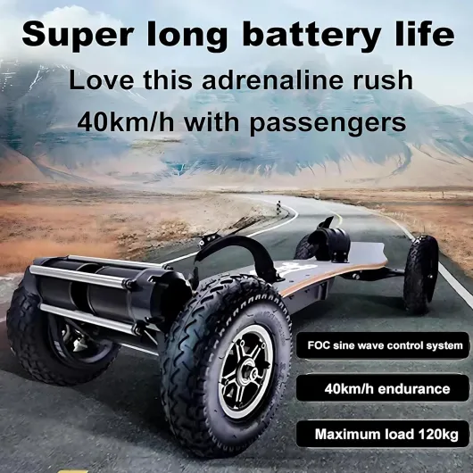 Skateboard électrique Tout-Terrain avec télécommande, Double Moteur de 1650 W, Vitesse maximale de 51/48 km/h et autonomie de 45/19 km, Longboard électrique pour Adultes Right.