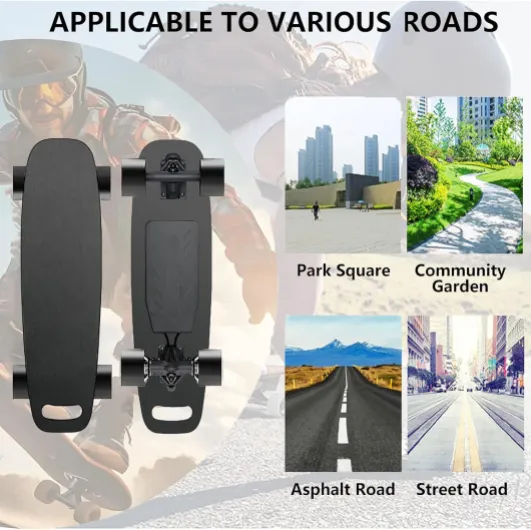 Skateboard Électrique Tout-Terrain pour Adulte Longboard 4 Roues Amortissantes Moteurs Moyeux, Autonomie Simple 8-22 Km, Double Autonomie 15-30 Km, Charge Maximale 100-200 Kg DualDrive-15km Dualdrive 15km