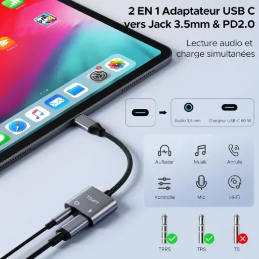Test TSUPY 2 en 1 USB C vers Jack 3,5mm : l’adaptateur simple qui fait (presque) tout en même temps