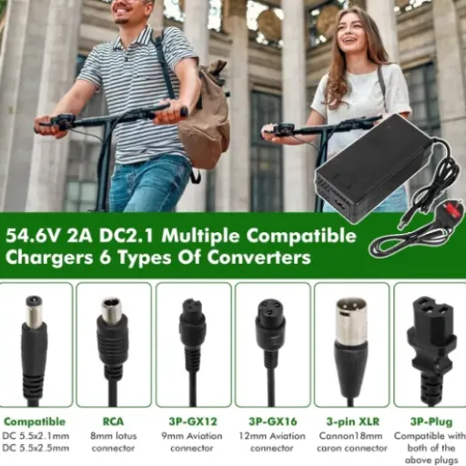 Test HPGAAVD 54,6V 2A : le chargeur multi-connecteurs qui dépanne bien les trottinettes