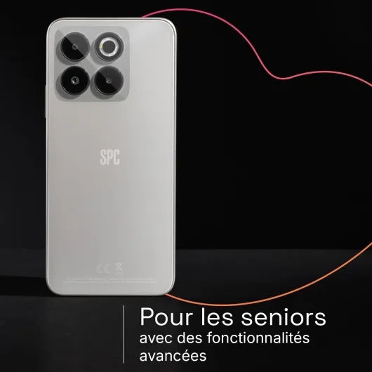 ZEUS 2 ELITE – Smartphone pour Seniors écran 6,7” et 128Go mémoire - Triple cam 50MP, NFC et fast charge - Mode Facile, icônes XL et compatible avec app gestion et localisation à Distance – Argent