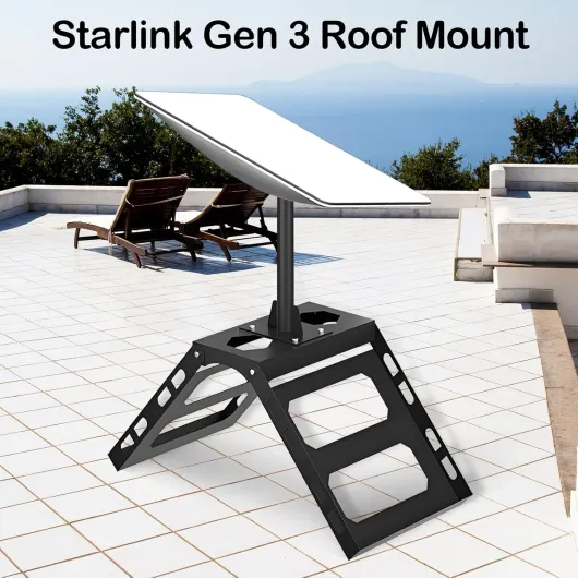 Support Starlink Gen 3 Pour Faîtage De Toit, Accessoire Starlink Sans Perçage Support De Toit V3 Avec Adaptateur De Mât Gen 3 Pour Toit Plat Réglable De 0 à 30° Stable Et Inoxydable
