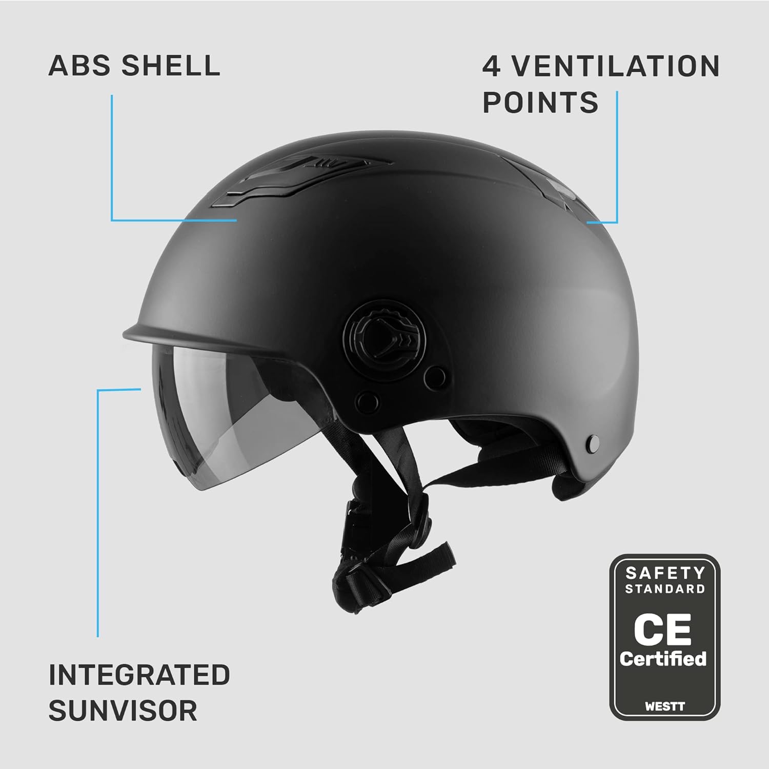 Casque Skate pour Trottinette, BMX, Skateboard, vélo électrique, Patins à roulettes, Casque vélo Hommes Femmes Adultes Adolescents avec visière Pare-Soleil S/M (55-58 cm) Noir
