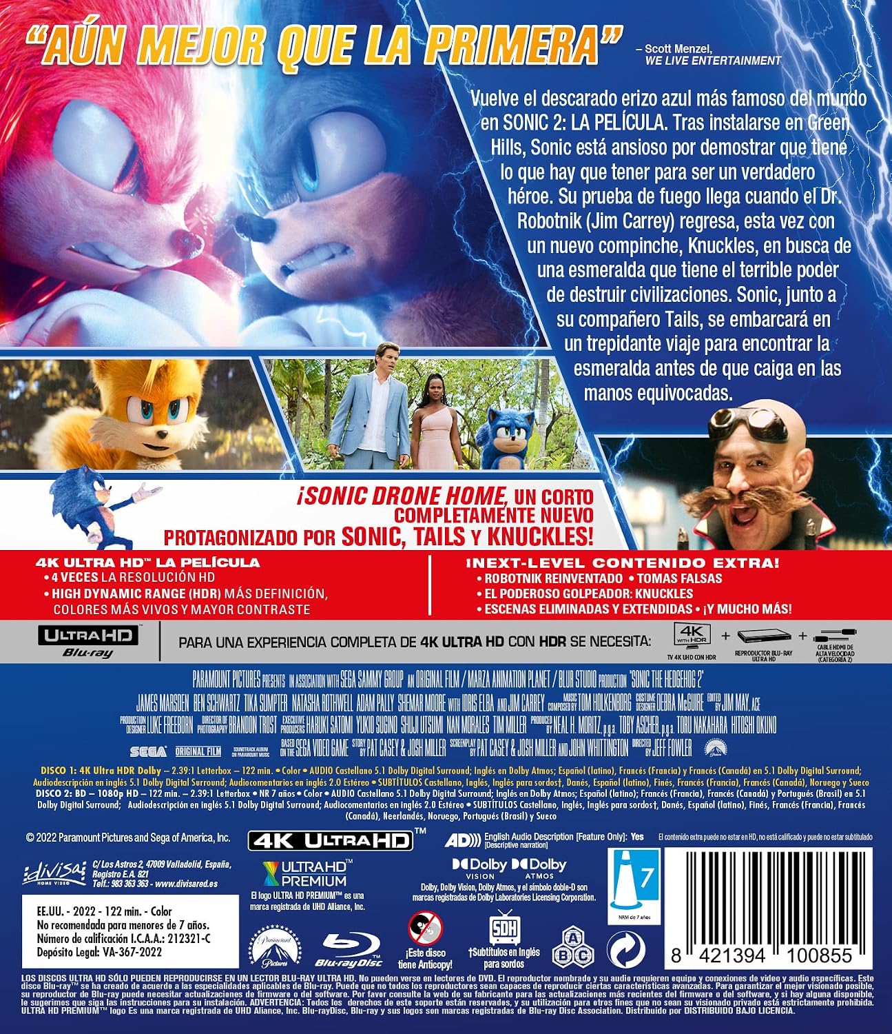 Sonic 2 - La Película (4K UHD) - BD [Blu-ray]