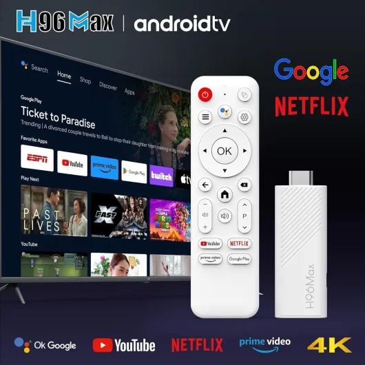 IPTV H96 Max TV Stick, TV Gratuite et en Direct,UHD Android 14,(Nouvelle génération) - Smart TV Gratuite et en Direct,Compatible Assistant Vocal, Chromecast Built-in Streaming 4K.