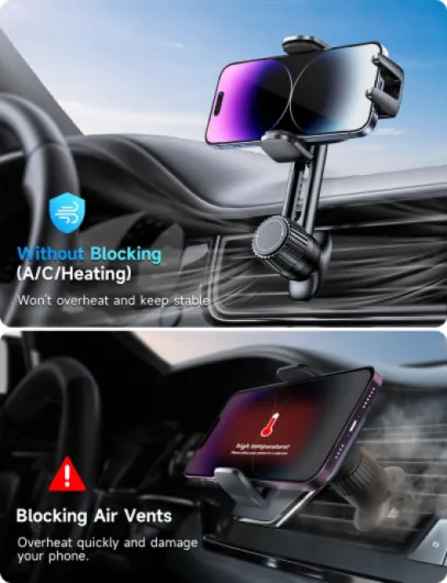 Support Telephone Voiture Porte Téléphone: [360° Rotation & Opération à Une Main] Porte Smartphone Voiture Bouche D'aération Socles de Téléphone Portable Automobile pour iPhone/Samsung/Huawei/Xiaomi Noir