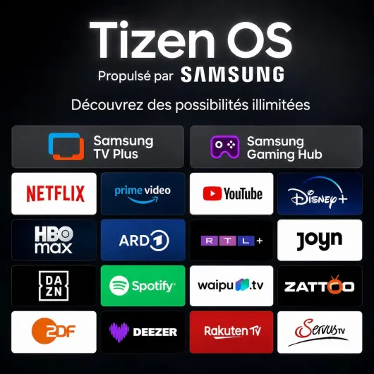 TU24Q1H-T8 Smart TV 24 Pouces (60 cm), sans Bord Connectée Télévision avec Tizen OS, WiFi, Bluetooth, App Store, AirPlay, Triple Tuner (DVB-T/T2, DVB-C, DVB-S/S2), Molotov et Plus 24 Pouces Tizen TV