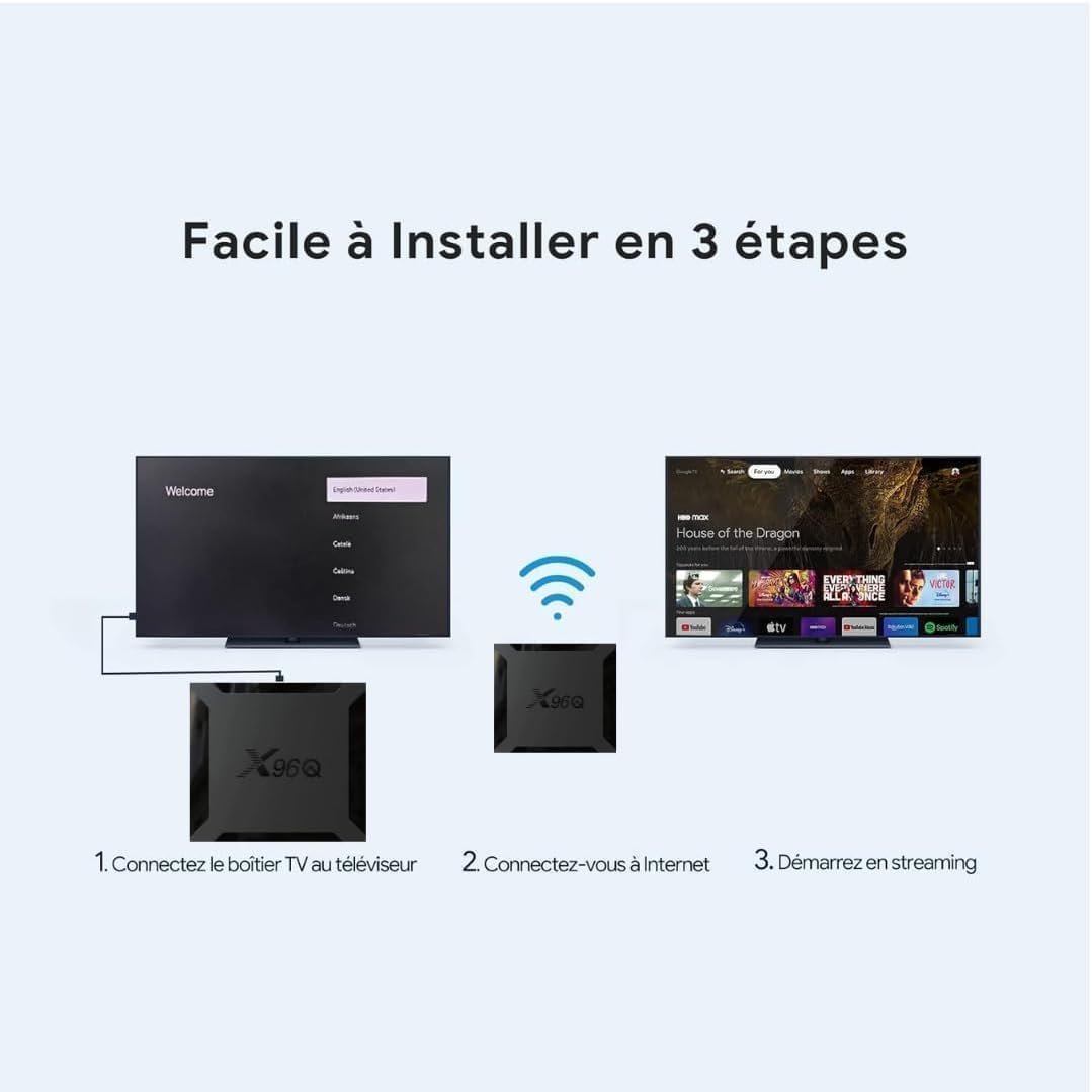X96‎‎‎‎‎‎‎‎‎‎‎‎‎‎‎‎‎‎‎‎Q Boîtier IPTV Android TV Box, Android10.0 2GB/16GB Mini Smart TV Box Allwinner H313 Quad Core WiFi,4K HD,100M LAN Enternet 2.4G H.265 Lecteur Multimédia - Smarters Pro