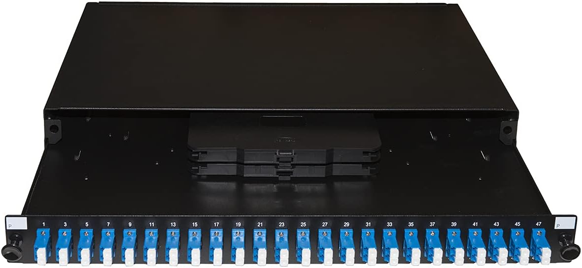 Panneau Fibre Optique 19" avec 24 adaptateurs LC Duplex singlemode Profondeur 250 mm Noir