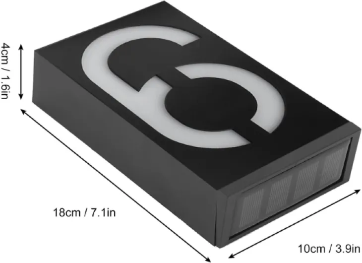 Generic Panneau Lumineux D'extérieur à LED à énergie Solaire pour une visibilité Facile des Adresses dans les Maisons et les Entreprises, Matériau ABS Durable, 6 LED, 18 X 10 X 4 cm - (numéro 9)