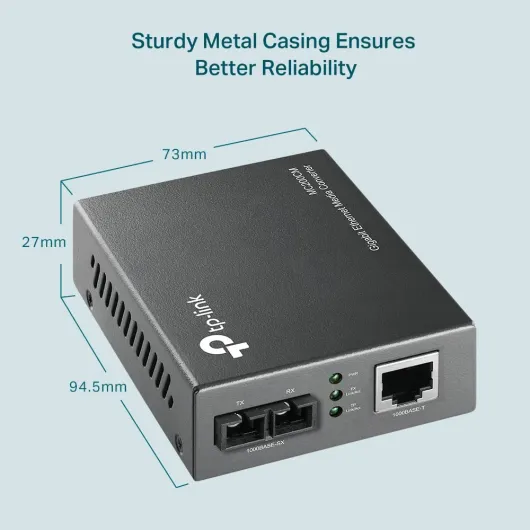 TP-Link MC200CM Convertisseur de Média Gigabit Ethernet vers Fibre Multi-Mode SC, 1000 Mbps, Jusqu'à 550m, 850nm, Châssis ou Autonome (Attention : Ne remplace pas une Box Fibre/Modem) Unique 1000 mbit / s