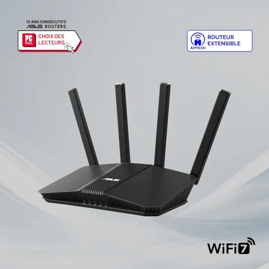 RT-BE58U V2 - Routeur Wi-FI 7 Extensible - Double Bande, 4K-QAM, MLO, détection AI Port WAN/LAN 2.5G, Quatre Ports 1G, sécurité réseau de Niveau Commercial, contrôle Parental, réseau IoT, VPN Wi-Fi 7 - BE3600 - standard Double Bande