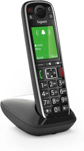 E720 - Téléphone fixe sans fil avec larges touches et grand écran couleur rétroéclairés et nombreuses fonctions pour la protection contre les appels indésirables - Noir [Version Française] Sans répondeur
