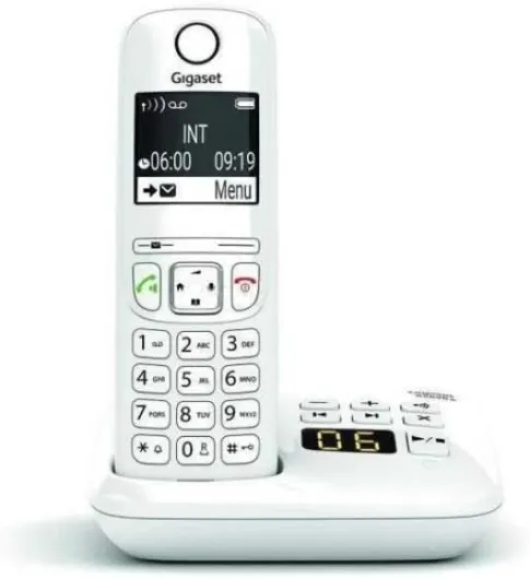 AS690A - Téléphone fixe sans fil avec répondeur, grand écran rétroéclairé pour un affichage ultra lisible, fonction blocage d'appels - Blanc [Version Française] Solo Répondeur Blanc