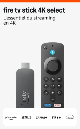 Amazon Fire TV Stick 4K Select (nouvelle génération) : découvrez le streaming en 4K, regardez des centaines de milliers de films et d'épisodes TV, et trouvez vos séries plus rapidement avec Alexa+