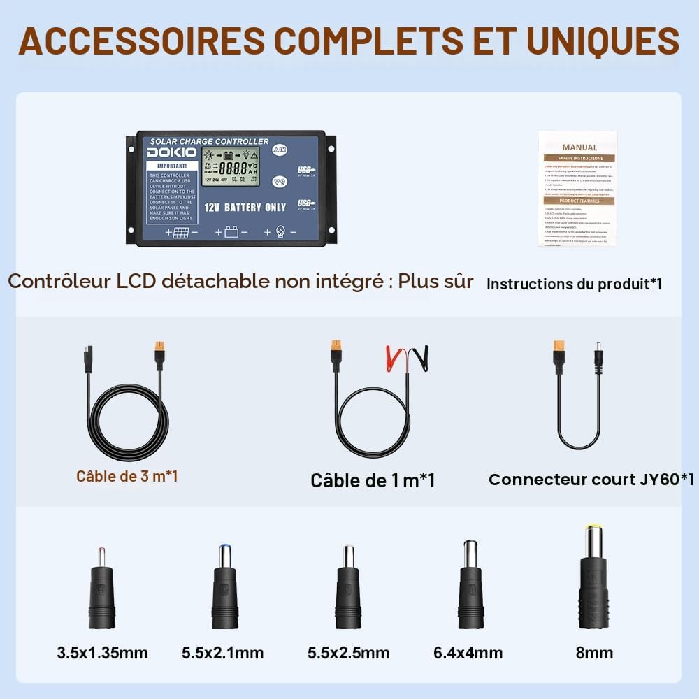 200W Kit Panneau solaire pliable portable monocristallin avec 2 ports USB Pour Plein air - avec 2 ports USB Pour Plein air Unique