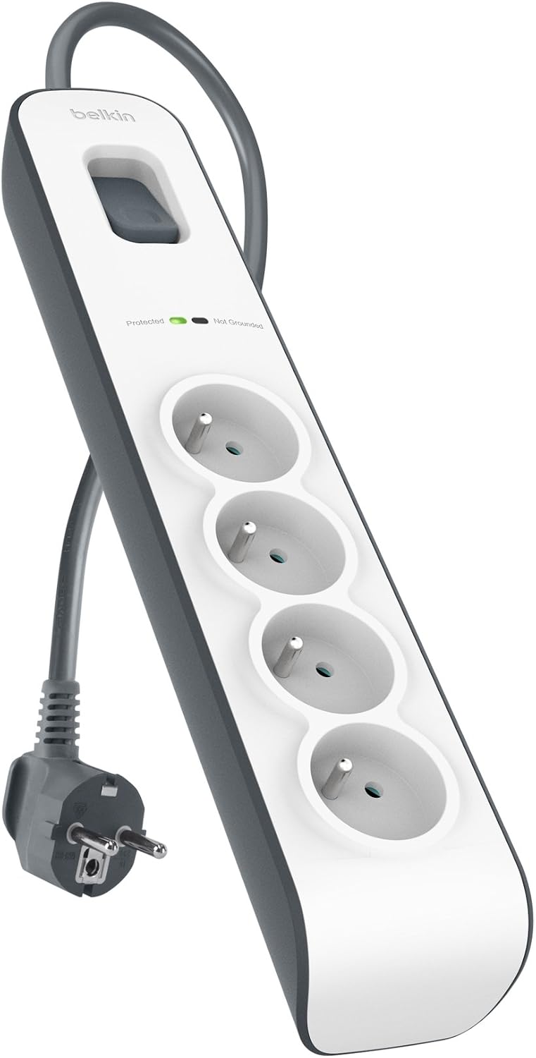 Parafoudre 4 prises, 525 Joules, cordon 2 m Blanc