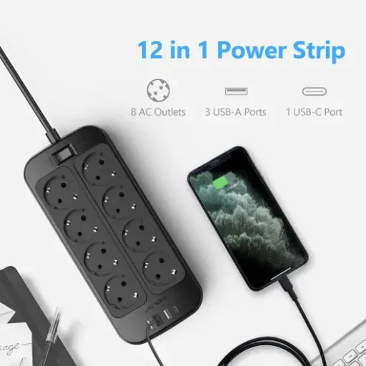Test JSVER Multiprise 8 prises : la multiprise bien foutue pour bureau et gaming sans se prendre la tête